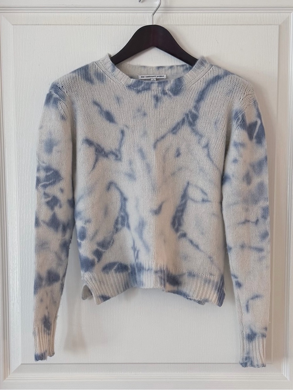 Light Blue Tie-Dye Cashmere Crewneck Sweater